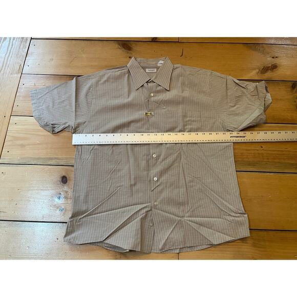 Vintage Van Heusen Men's Plaid Shirt - Brown/Tan - Size Large - Picture 5 of 6